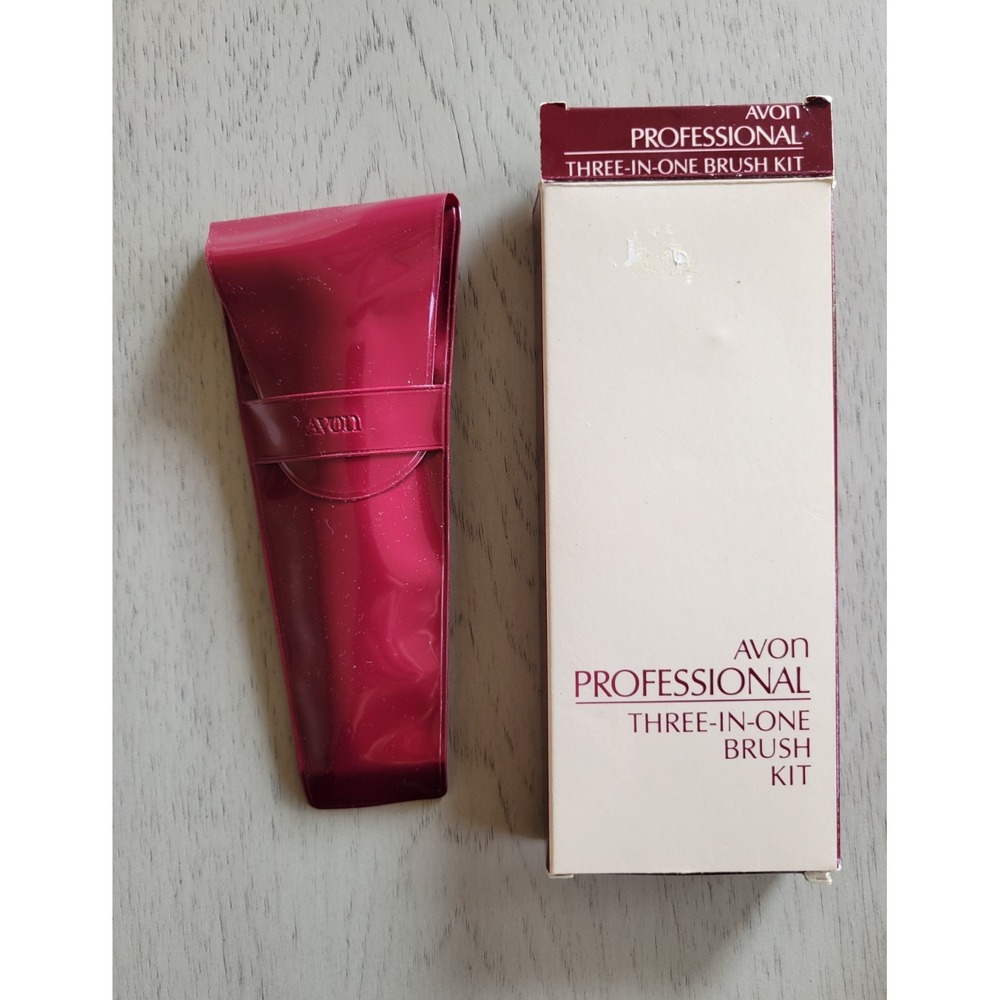 AVON professional 3-in-1 brush kit‎ hair makeup Blush, Lip and Rye 1984 New-Read